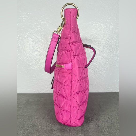 Nicole Miller Vibrant Pink Quilted Crossbody Bag with Adjustable Strap - Picture 4 of 11